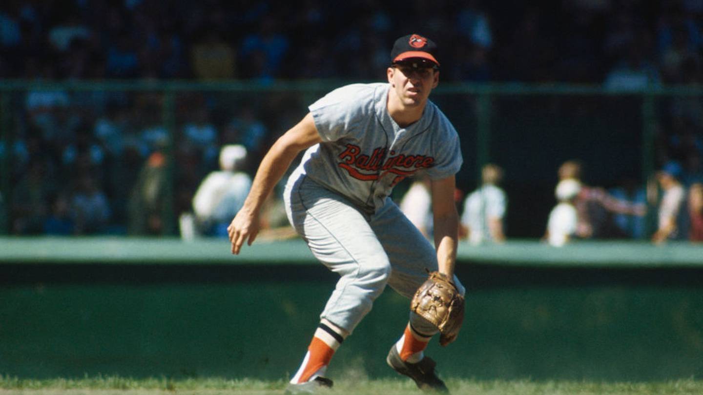 Brooks Robinson, Orioles third baseman with 16 Gold Gloves, has