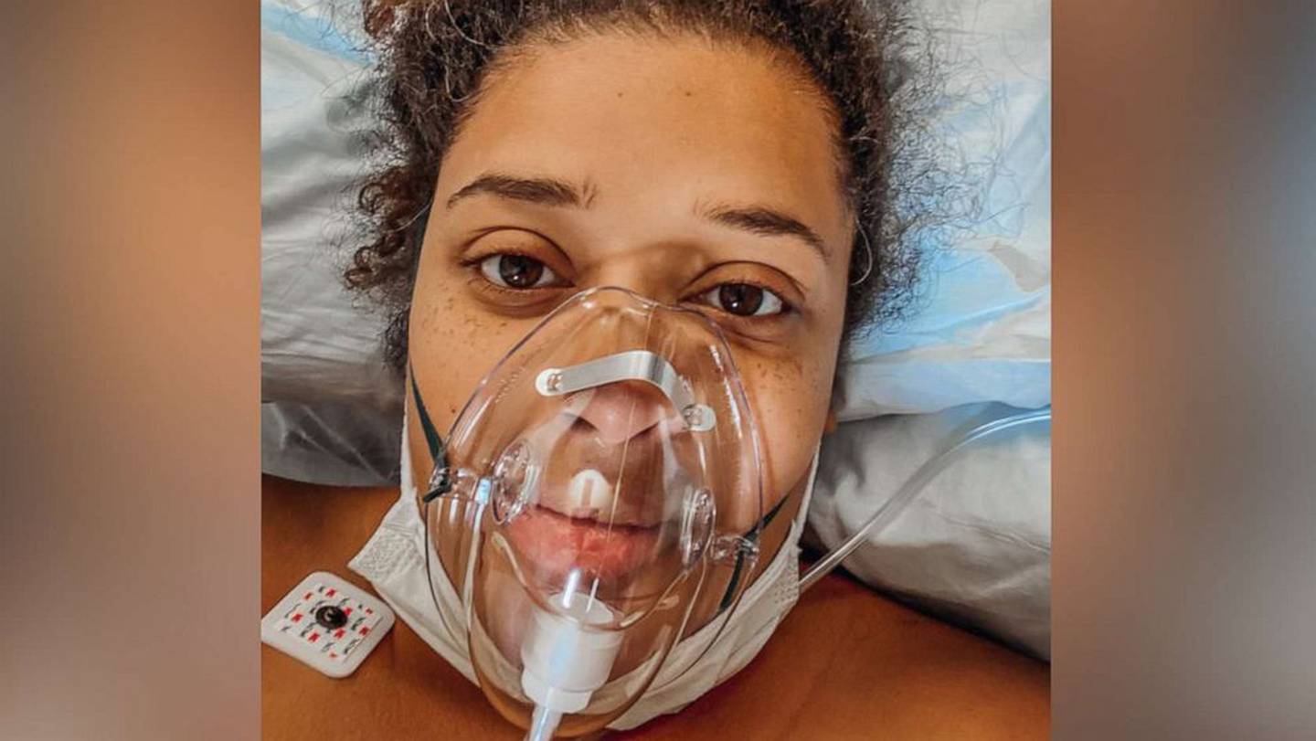Cierra Chubb, of South Carolina, is pictured while hospitalized with complications from COVID-19.