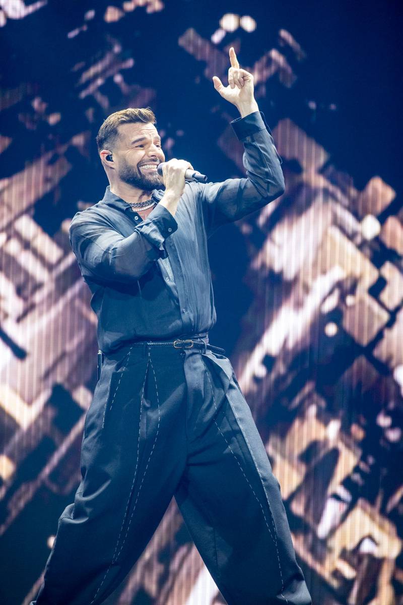 Ricky Martin performs during the Trilogy Tour at the Spectrum Center in Charlotte on March 2, 2024.