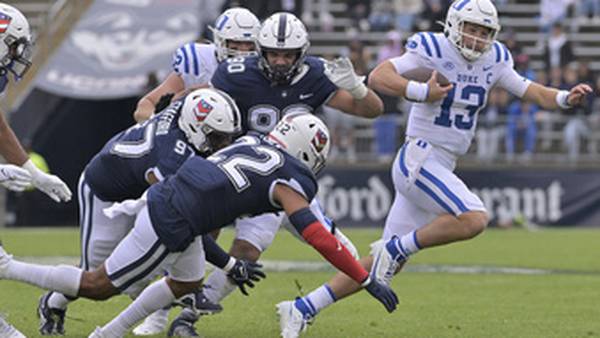 Defense leads No. 18 Duke over UConn 41-7 in first road test of season