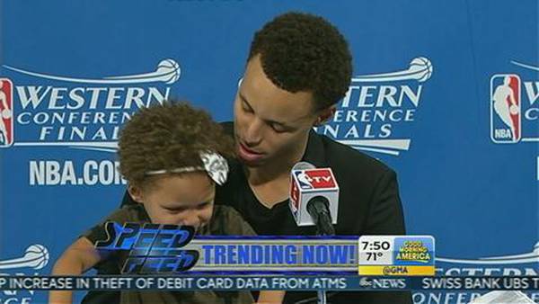 Stephen Curry's daughter takes over postgame press conference