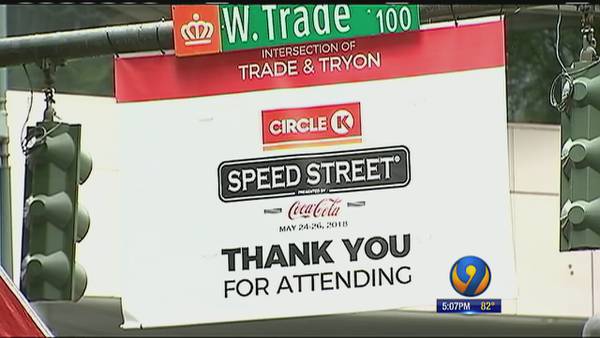 Road closures for Speed Street in uptown Charlotte