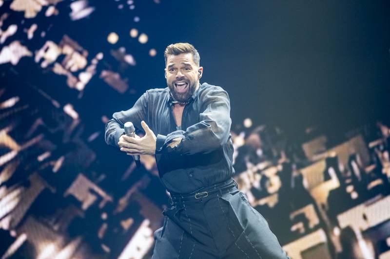 Ricky Martin performs during the Trilogy Tour at the Spectrum Center in Charlotte on March 2, 2024.