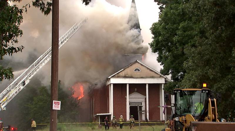 The Charlotte Fire Department responded around 10 a.m. to a fire at Big Spring United Methodist Church on Old Dowd Road near the Charlotte Douglas International Airport.