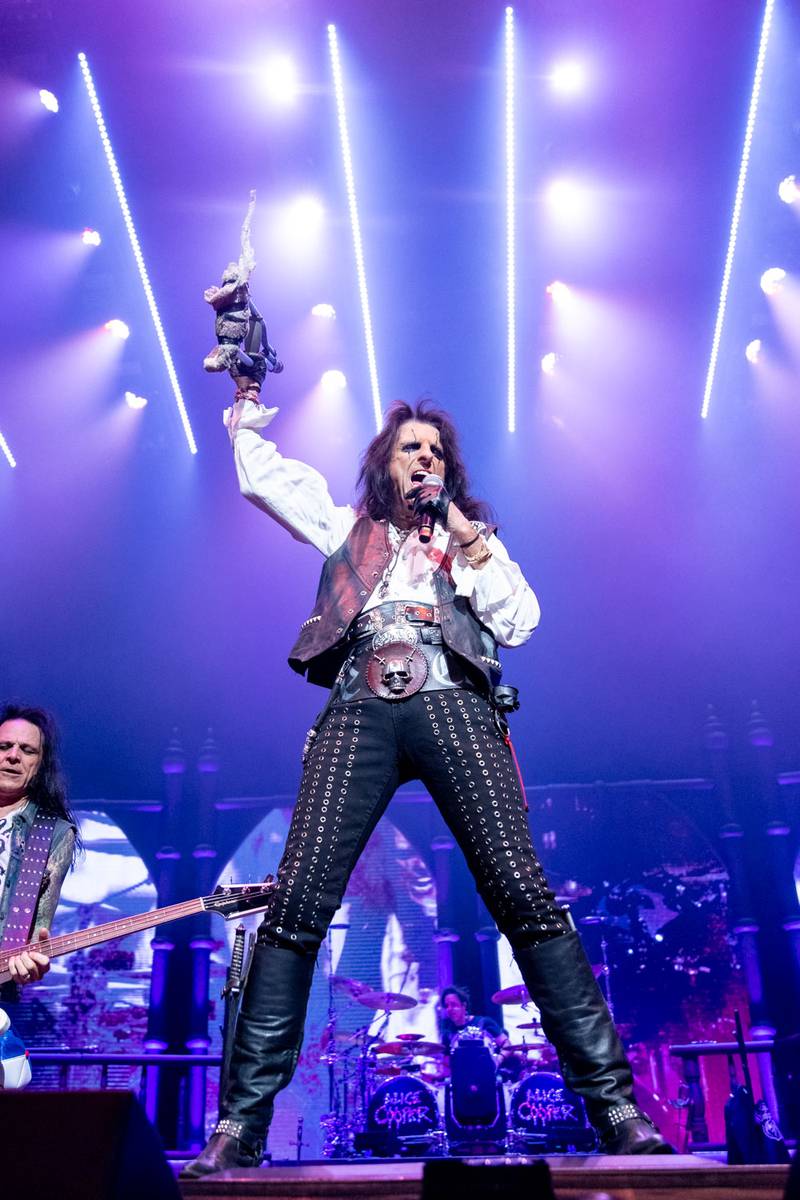 Alice Cooper performs during the Freaks on Parade Tour at PNC Music Pavilion in Charlotte on Sept. 11, 2024.