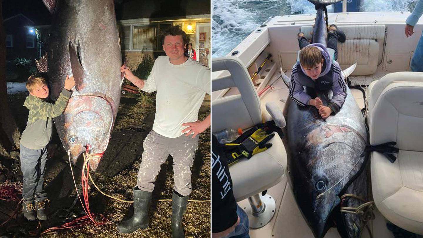 Virginia man catches massive 9 1/2 foot bluefin tuna off North