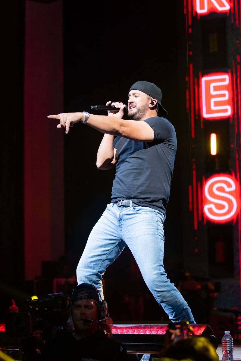 Luke Bryan performs at PNC Music Pavilion in Charlotte on Oct. 7, 2023.
