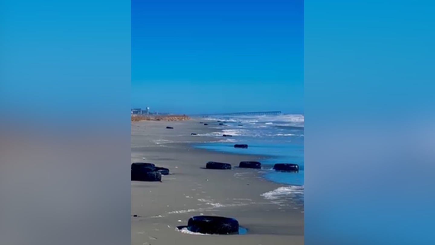 How did hundreds of tires wash up onto North Carolina’s shore?