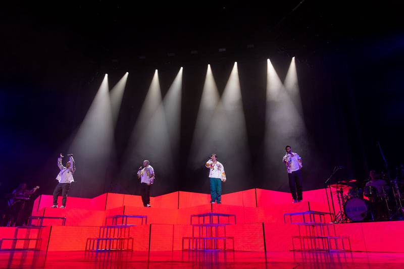 Big Time Rush performs at PNC Music Pavilion in Charlotte on June 27, 2023.