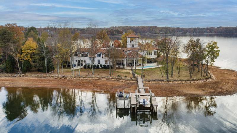 This home on the 170 block of Rehoboth Lane in Mooresville was listed on Nov. 22 at $10 million. It sits on a 1.44-acre lot fronting Lake Norman with a private pier, dock, boat lift and two jet ski lifts.