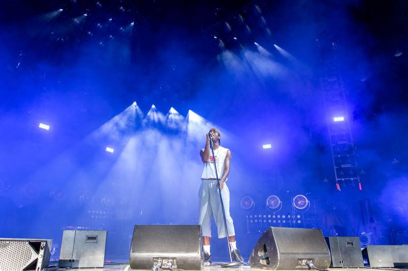 Bakar performs during the Neon Pill Tour at PNC Music Pavilion on Aug. 4, 2024.