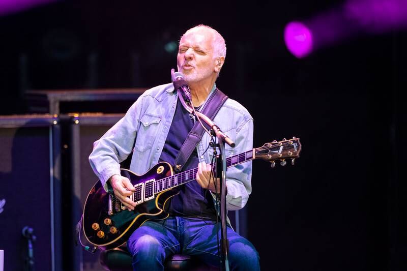 Guitar legend Peter Frampton performs during his Never Say Never tour at Skyla Credit Union Amphitheatre in Charlotte on June 25, 2023.