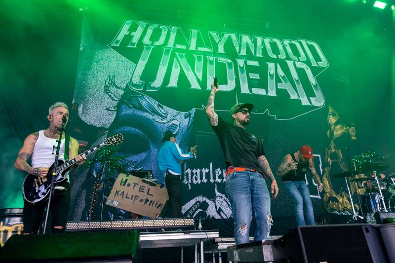 Hollywood Undead performs at PNC Music Pavilion in Charlotte on Aug. 3, 2024.