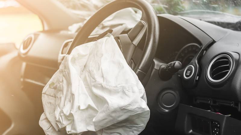 An air bag deployed after a crash