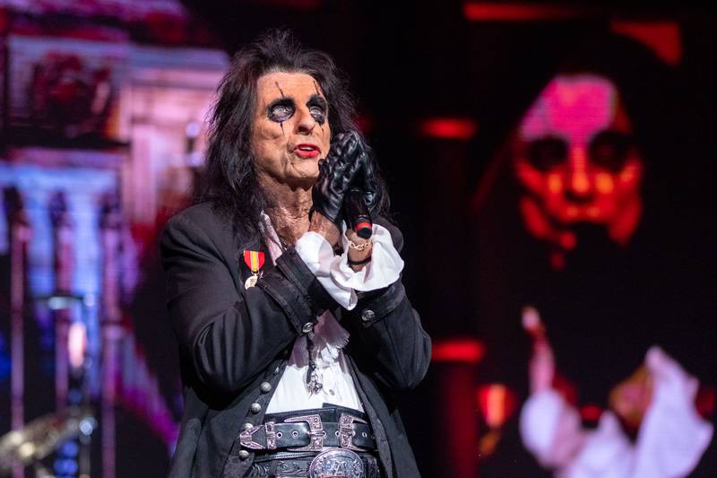 Alice Cooper performs during the Freaks on Parade Tour at PNC Music Pavilion in Charlotte on Sept. 11, 2024.