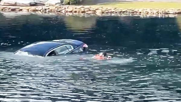 Caught on camera: Witness rescues driver after car plunges into SC pond
