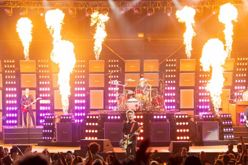 Green Day performs to a sold-out crowd at PNC Music Pavilion on Aug. 26, 2024.