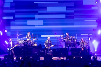 The Offspring perform during their “Let The Bad Times Roll” tour at PNC Music Pavilion in Charlotte on Aug. 18, 2023.