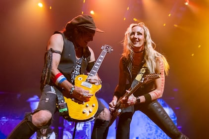 Alice Cooper’s band members perform during the Freaks on Parade Tour at PNC Music Pavilion in Charlotte on Sept. 11, 2024.