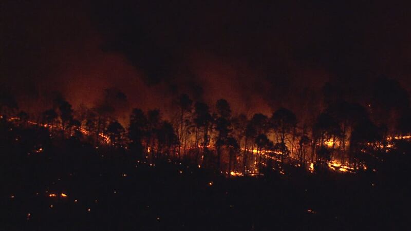 Wildfire in Crowders Mountain on Dec. 8, 2024