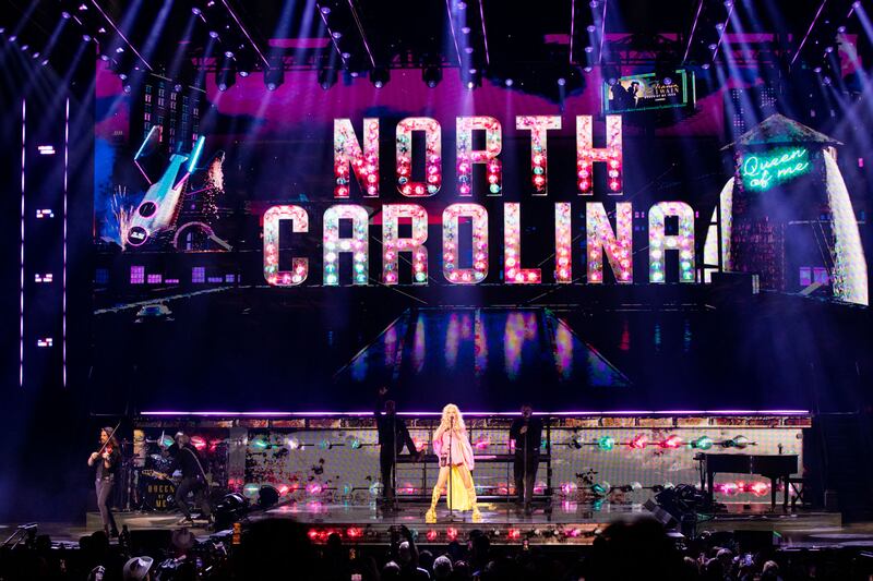 Shania Twain performs during her Queen of Me tour at PNC Music Pavilion in Charlotte on June 28, 2023.