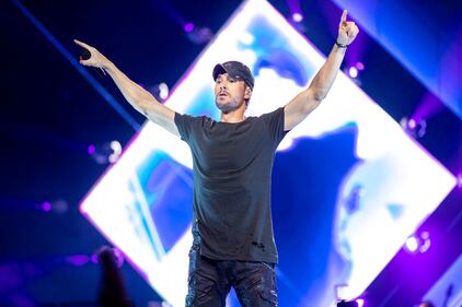 Enrique Iglesias performs during the Trilogy Tour at the Spectrum Center in Charlotte on March 2, 2024.