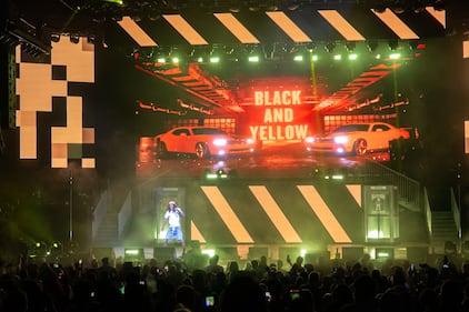Wiz Khalifa performs during the High School Reunion Tour 2023 at PNC Music Pavilion in Charlotte on Aug. 8, 2023.