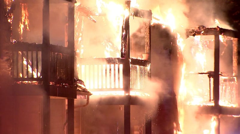 A massive apartment fire left more than a dozen families displaced Monday, Nov. 15, 2021.