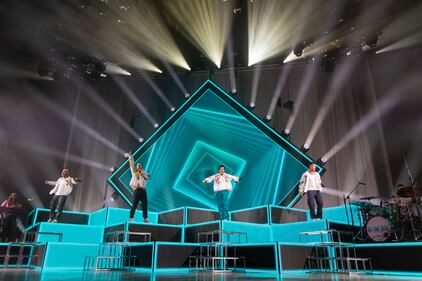 Big Time Rush performs at PNC Music Pavilion in Charlotte on June 27, 2023.