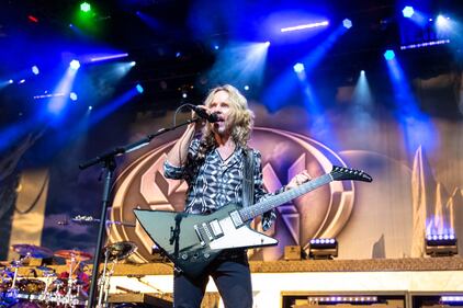 Styx performs during the “Renegades and Juke Box Heroes” tour at PNC Music Pavilion on July 13, 2024.