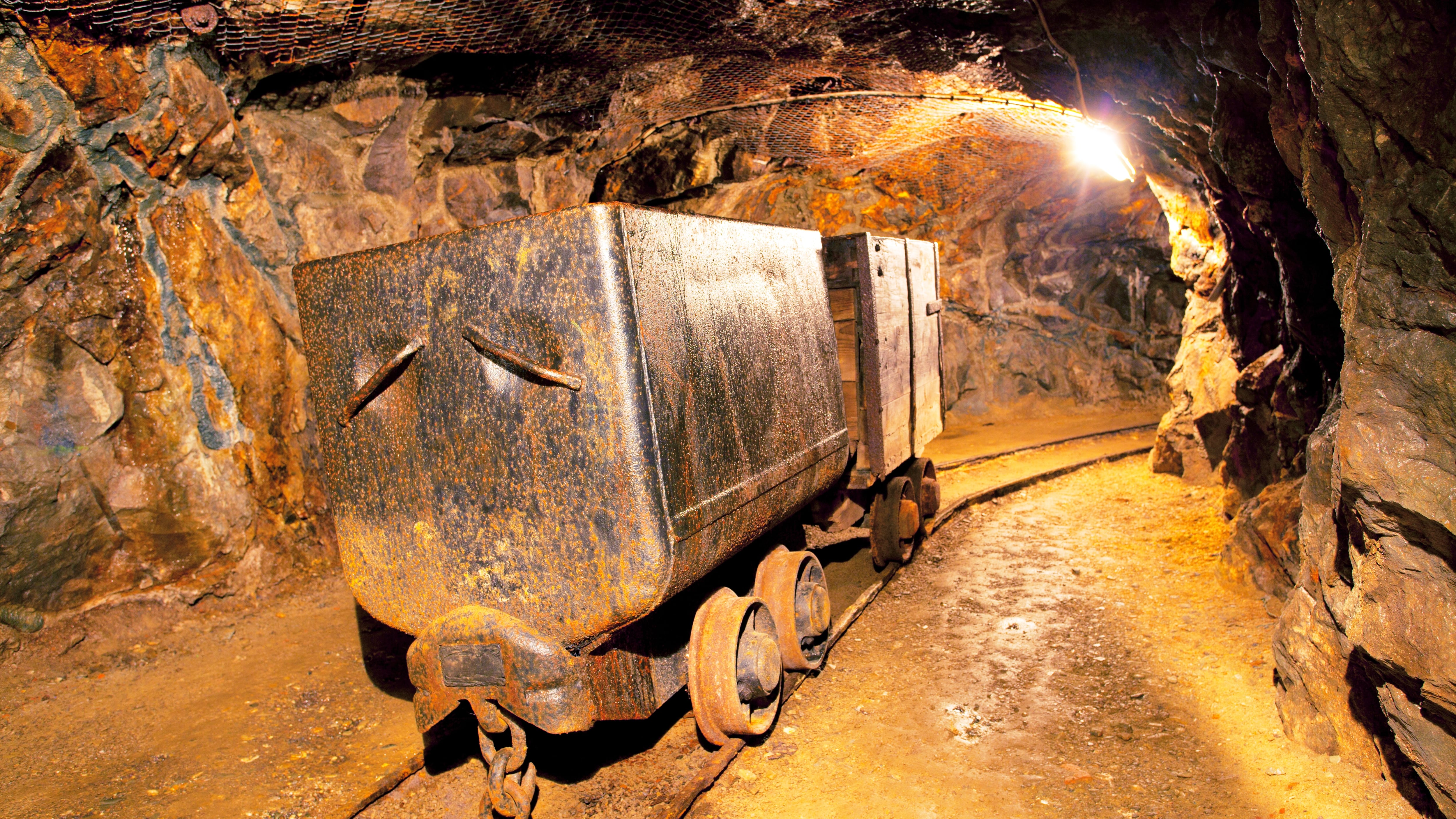 mine cart in a gold mine