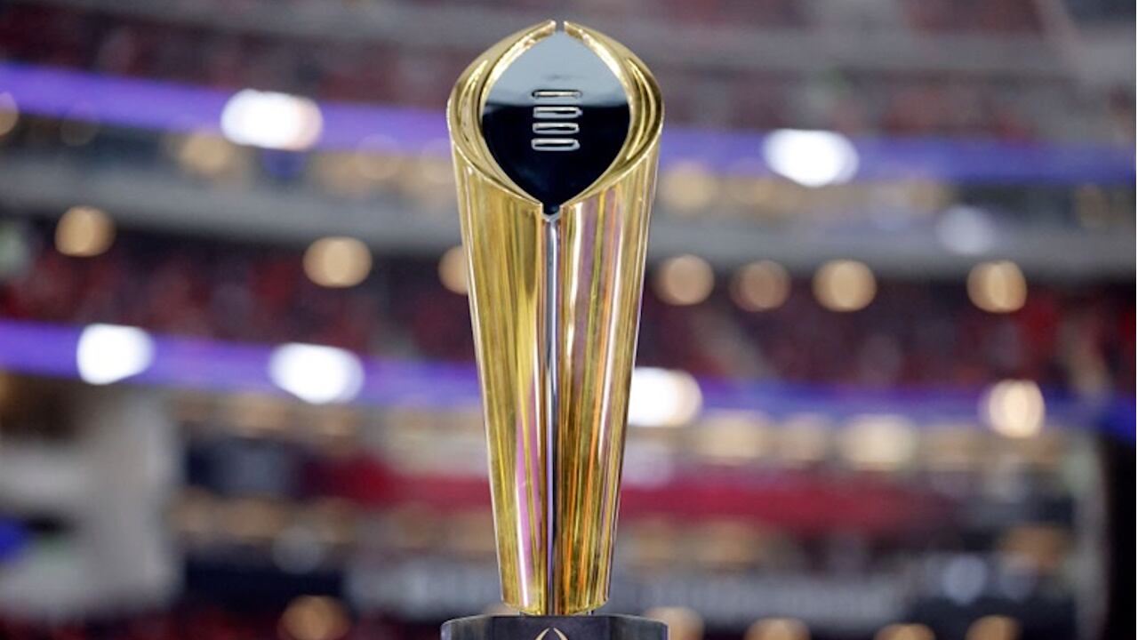 The winner of the College Football Playoff will hoist this national championship trophy.