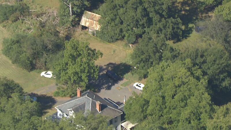 Chopper 9 SkyZoom over a shooting investigation along Forbes Road in Gastonia