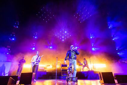 Cage The Elephant performs during the Neon Pill Tour at PNC Music Pavilion on Aug. 4, 2024.