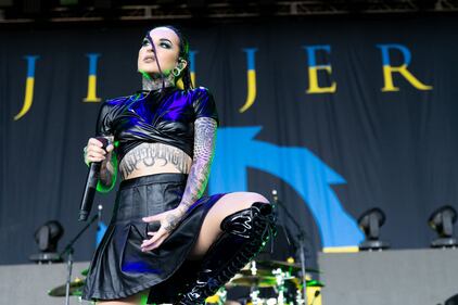 Ukrainian rock band Jinjer performs at PNC Music Pavilion on July 31, 2023.