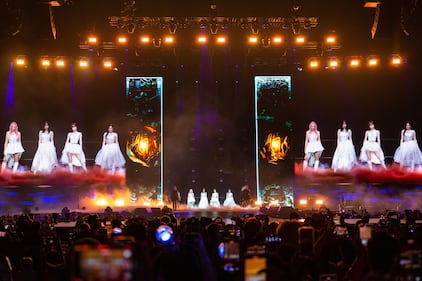 K-pop group aespa performed to a sold-out crowd at Charlotte's Spectrum Center on Feb. 8, 2025.