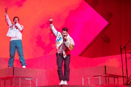 Big Time Rush performs at PNC Music Pavilion in Charlotte on June 27, 2023.