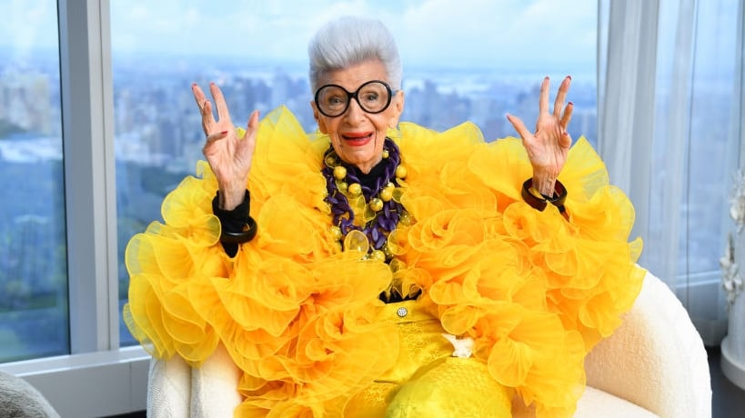 NEW YORK, NEW YORK - SEPTEMBER 09: Iris Apfel sits for a portrait during her 100th Birthday Party at Central Park Tower on September 09, 2021 in New York City. (Photo by Noam Galai/Getty Images for Central Park Tower)