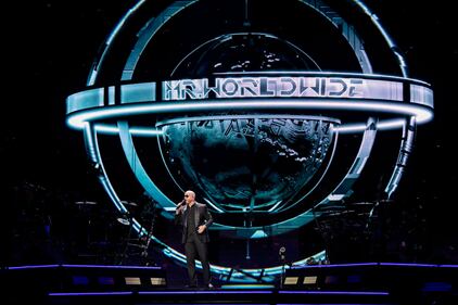 Pitbull performs during the Trilogy Tour at the Spectrum Center in Charlotte on March 2, 2024.