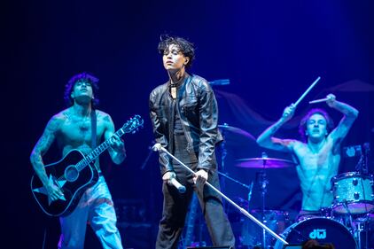 Landon Barker performs before Blink-182 at the Spectrum Center in Charlotte on July 14, 2023.