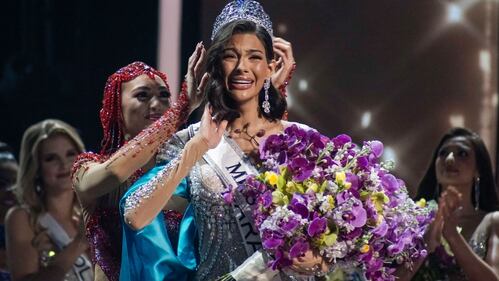 SAN SALVADOR, EL SALVADOR - NOVEMBER 18: Miss Nicaragua  Sheynnis Palacios is crowned as Miss Universe 2023 during the 72nd Miss Universe Competition at Gimnasio Nacional José Adolfo Pineda on November 18, 2023 in San Salvador, El Salvador. (Photo by Alex Peña/Getty Images)