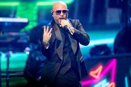 Pitbull performs during the Trilogy Tour at the Spectrum Center in Charlotte on March 2, 2024.