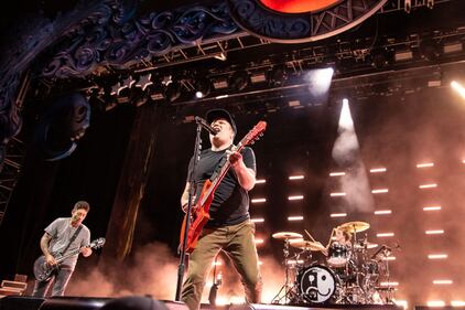 Fall Out Boy performs during its So Much For (Tour) Dust at PNC Music Pavilion in Charlotte on July 21, 2023.