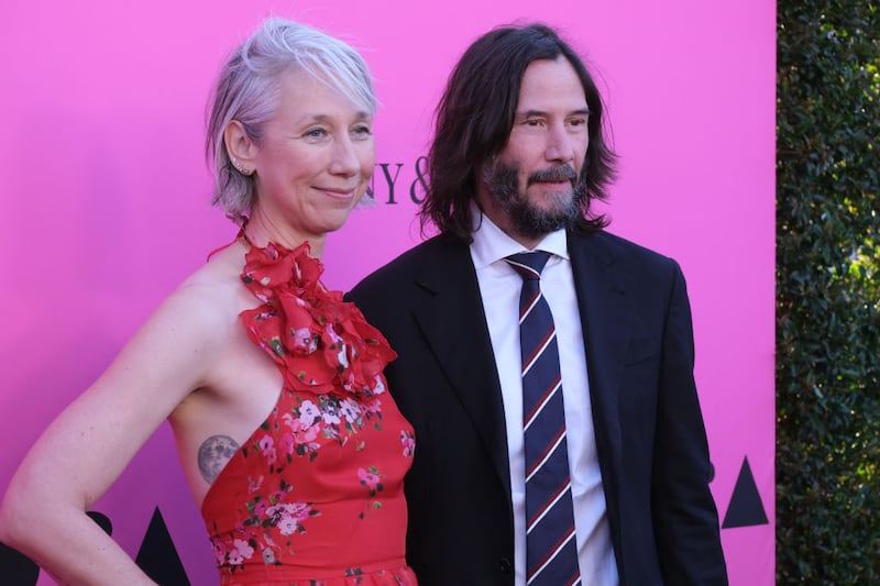 LOS ANGELES, CALIFORNIA - APRIL 15: Alexandra Grant and Keanu Reeves attends the MOCA Gala 2023 at The Geffen Contemporary at MOCA on April 15, 2023 in Los Angeles, California. (Photo by Alberto E. Rodriguez/Getty Images)