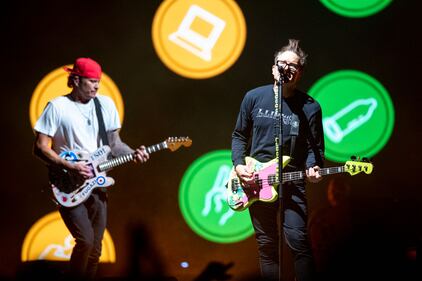 Rockers Blink-182 performed at the Spectrum Center in Charlotte on July 14, 2023. Turnstile and Landon Barker also played.