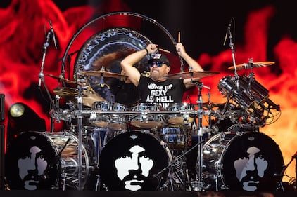 Jason Bonham performs during the Best of All Worlds Tour at PNC Music Pavilion on July 19, 2024.