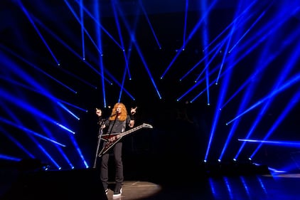 Megadeth performs during their Destroy All Enemies Tour at PNC Music Pavilion in Charlotte on Sept. 6, 2024.