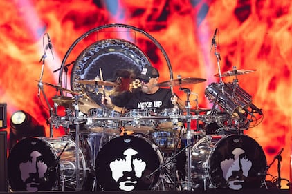 Jason Bonham performs during the Best of All Worlds Tour at PNC Music Pavilion on July 19, 2024.