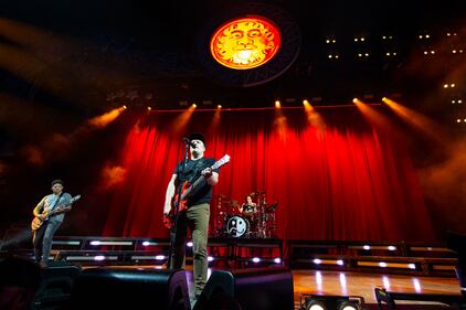 Fall Out Boy performs during its So Much For (Tour) Dust at PNC Music Pavilion in Charlotte on July 21, 2023.