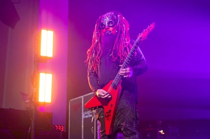 Mudvayne performs during the Destroy All Enemies Tour at PNC Music Pavilion in Charlotte on Sept. 6, 2024.